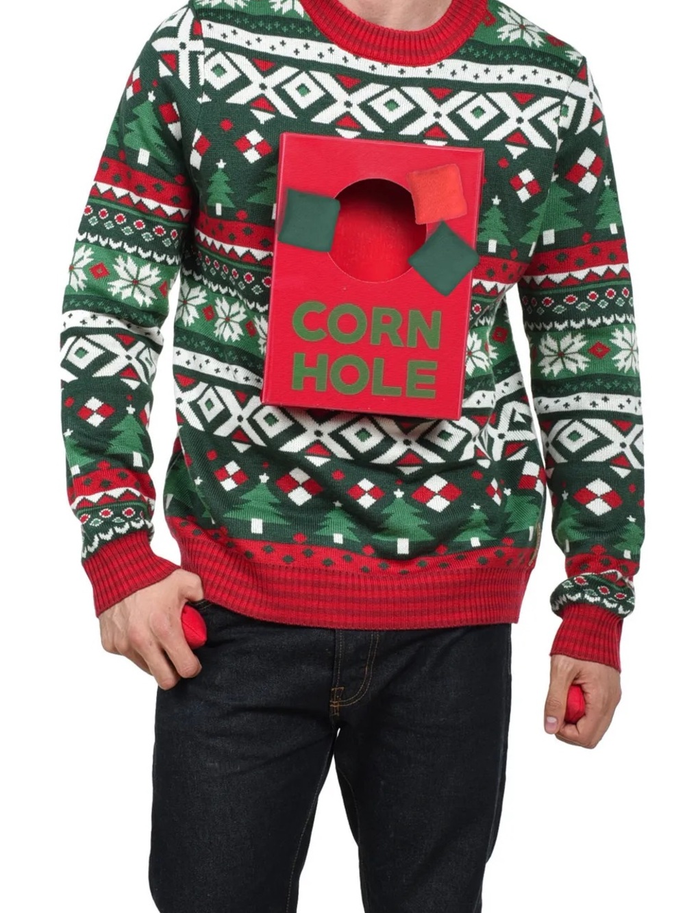 Tipsy Elves Mens Cornhole Game Ugly Sweater, Christmas, XL, NWT